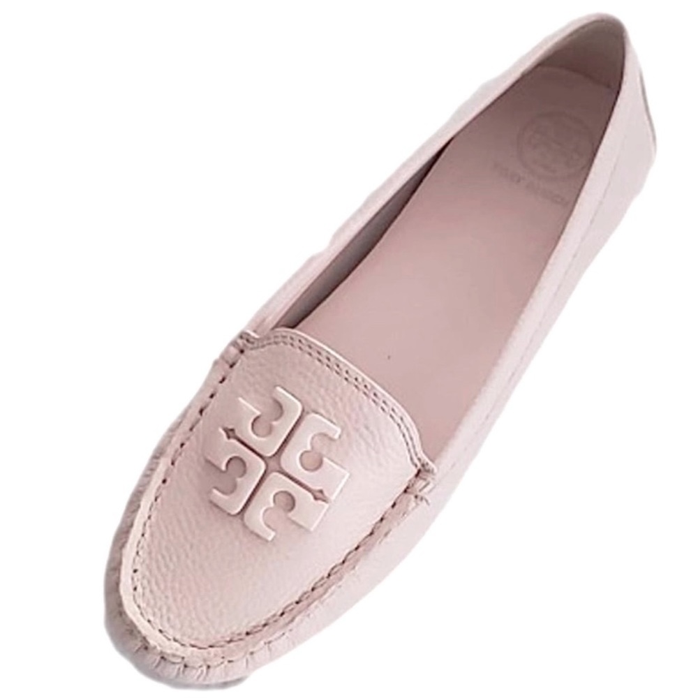 Like New Tory Burch Leather Driver Lowell 2 Tumbled Ballet Pink Loafer Size 10.5